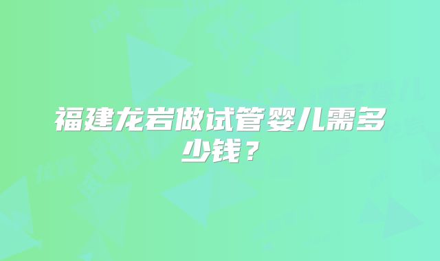 福建龙岩做试管婴儿需多少钱？