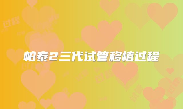 帕泰2三代试管移植过程