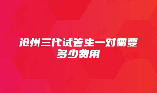 沧州三代试管生一对需要多少费用