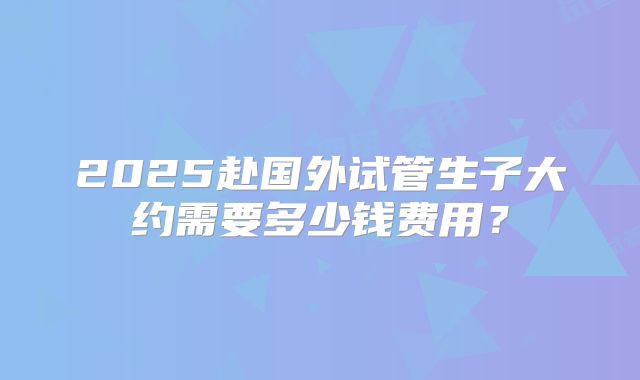 2025赴国外试管生子大约需要多少钱费用？