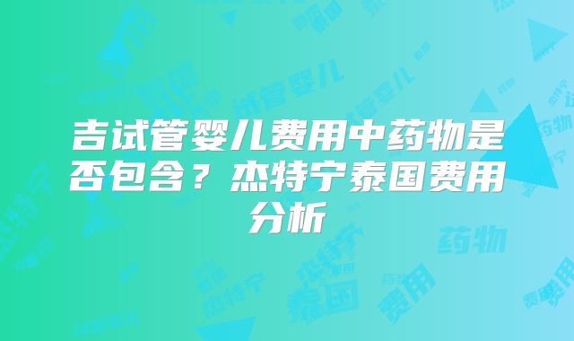 吉试管婴儿费用中药物是否包含？杰特宁泰国费用分析