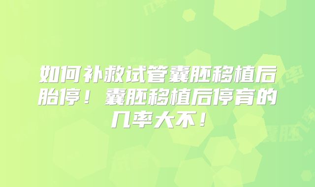如何补救试管囊胚移植后胎停!囊胚移植后停育的几率大不!