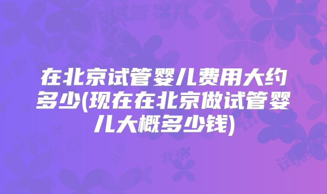 在北京试管婴儿费用大约多少(现在在北京做试管婴儿大概多少钱)