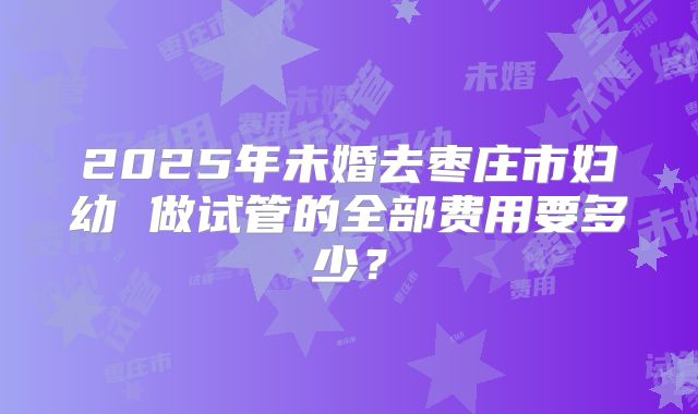 2025年未婚去枣庄市妇幼 做试管的全部费用要多少？