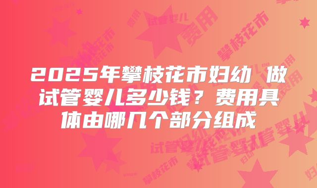 2025年攀枝花市妇幼 做试管婴儿多少钱？费用具体由哪几个部分组成