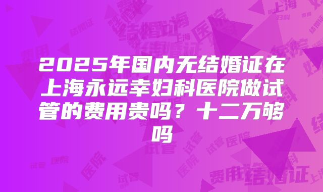 2025年国内无结婚证在上海永远幸妇科医院做试管的费用贵吗？十二万够吗