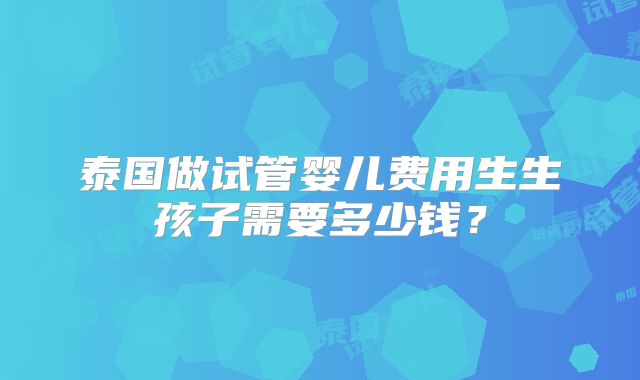泰国做试管婴儿费用生生孩子需要多少钱?