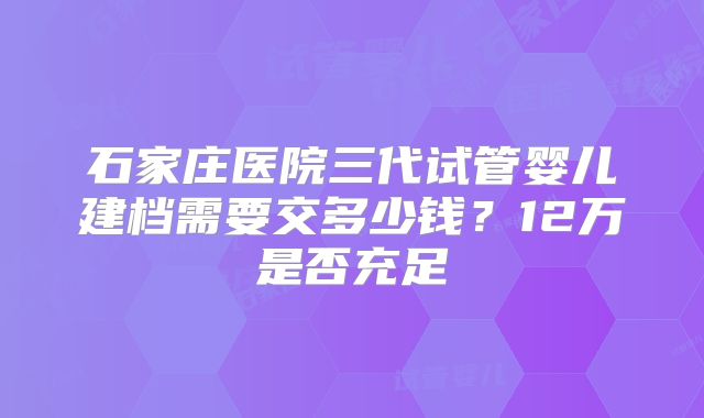 石家庄医院三代试管婴儿建档需要交多少钱？12万是否充足