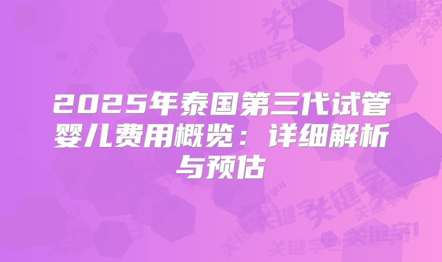 2025年泰国第三代试管婴儿费用概览：详细解析与预估