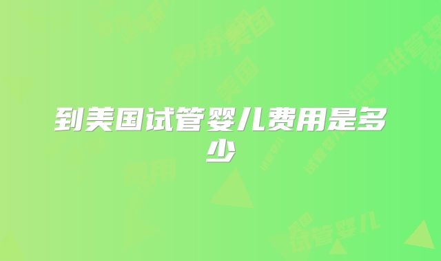 到美国试管婴儿费用是多少