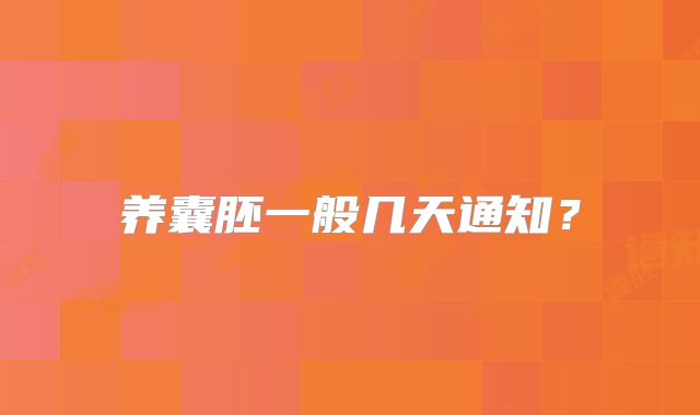 养囊胚一般几天通知？