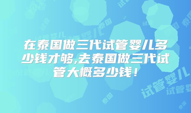 在泰国做三代试管婴儿多少钱才够,去泰国做三代试管大概多少钱！