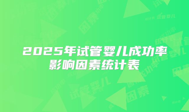 2025年试管婴儿成功率影响因素统计表