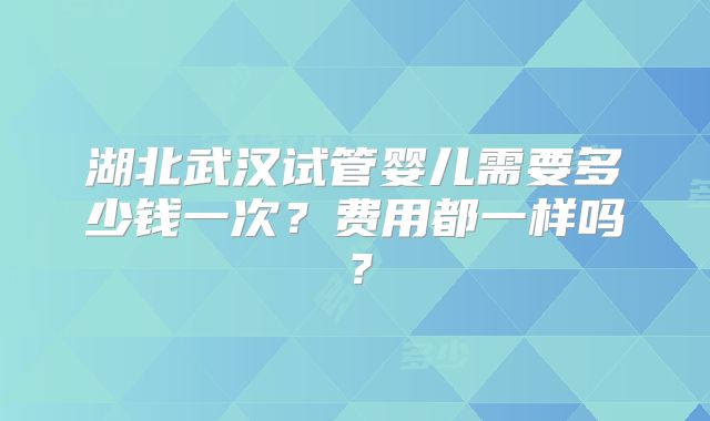 湖北武汉试管婴儿需要多少钱一次？费用都一样吗？