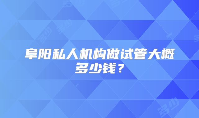 阜阳私人机构做试管大概多少钱？