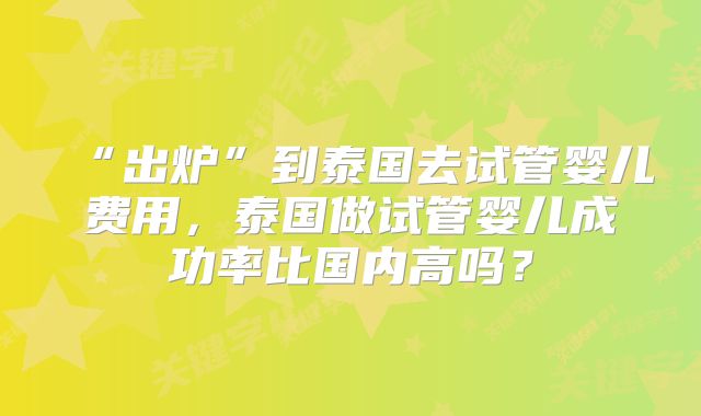 “出炉”到泰国去试管婴儿费用，泰国做试管婴儿成功率比国内高吗？