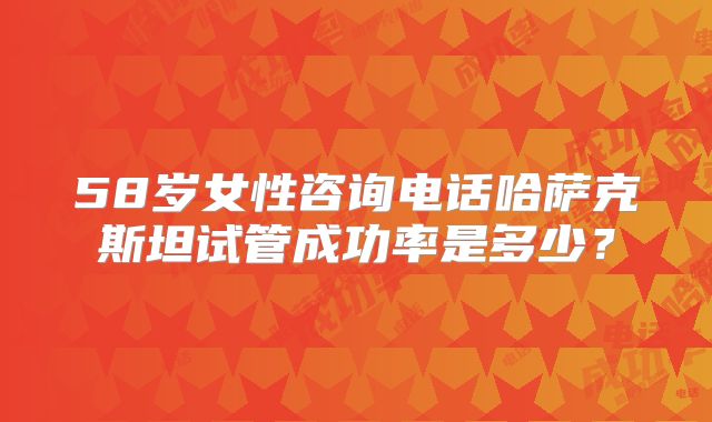 58岁女性咨询电话哈萨克斯坦试管成功率是多少？