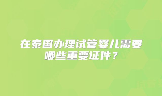 在泰国办理试管婴儿需要哪些重要证件？