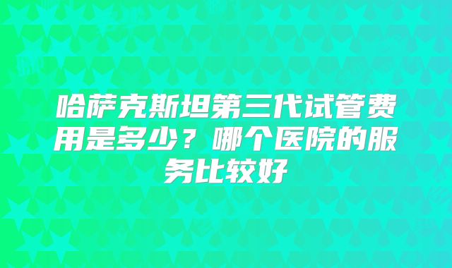 哈萨克斯坦第三代试管费用是多少？哪个医院的服务比较好