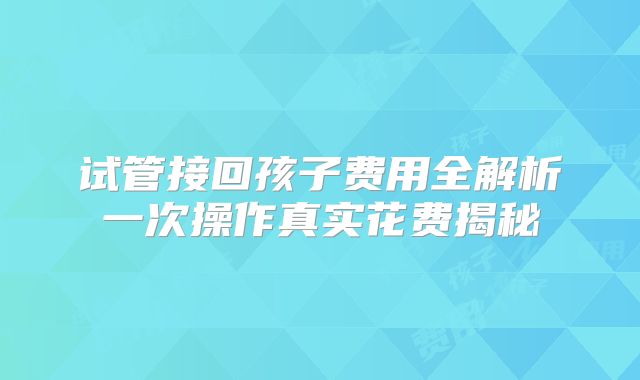 试管接回孩子费用全解析一次操作真实花费揭秘