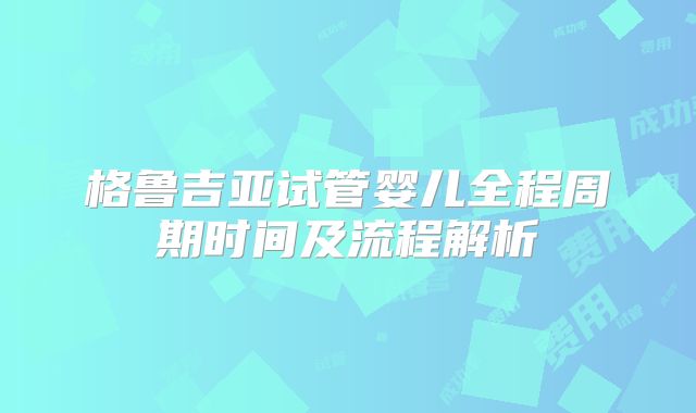 格鲁吉亚试管婴儿全程周期时间及流程解析