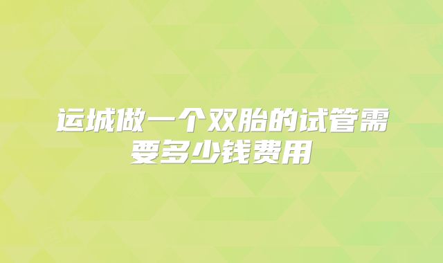 运城做一个双胎的试管需要多少钱费用