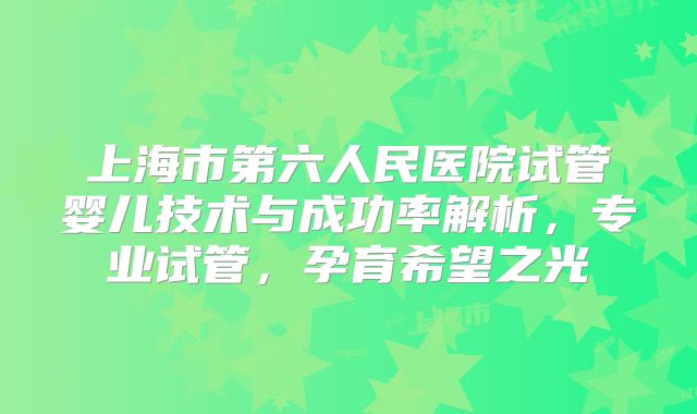 上海市第六人民医院试管婴儿技术与成功率解析，专业试管，孕育希望之光