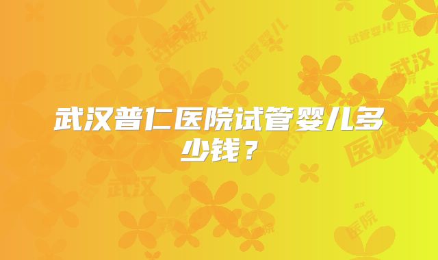 武汉普仁医院试管婴儿多少钱？
