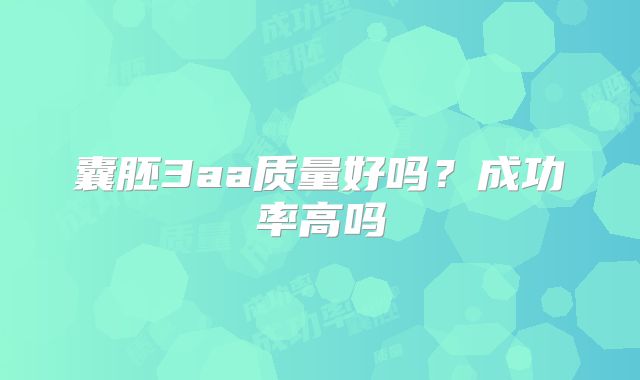 囊胚3aa质量好吗？成功率高吗