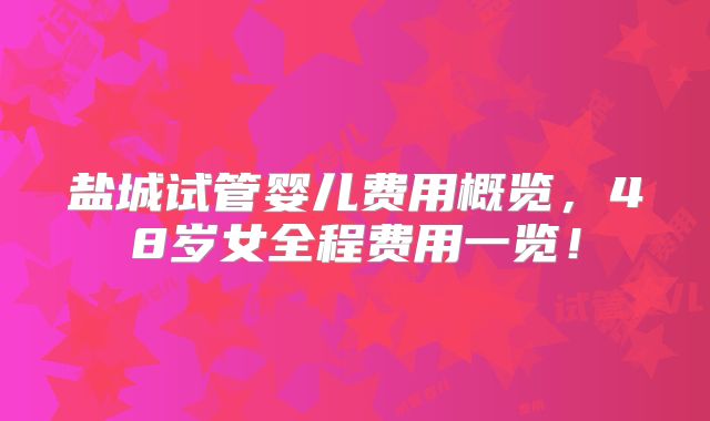 盐城试管婴儿费用概览，48岁女全程费用一览！