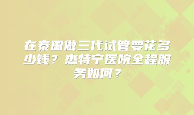 在泰国做三代试管要花多少钱？杰特宁医院全程服务如何？