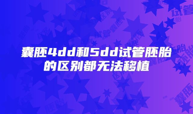 囊胚4dd和5dd试管胚胎的区别都无法移植