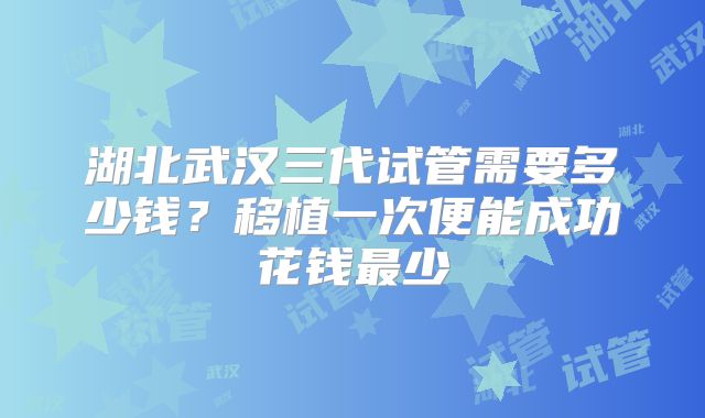湖北武汉三代试管需要多少钱?移植一次便能成功花钱最少