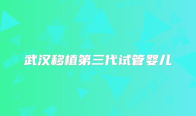 武汉移植第三代试管婴儿