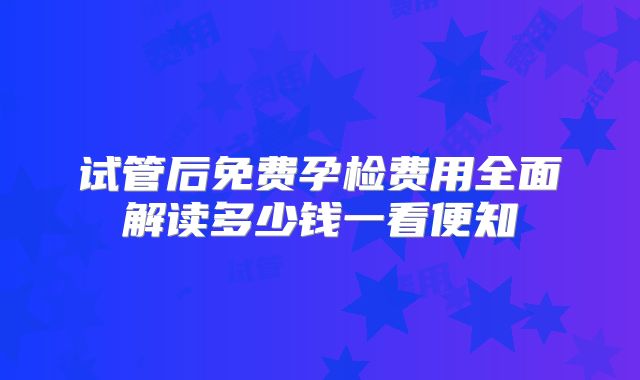 试管后免费孕检费用全面解读多少钱一看便知