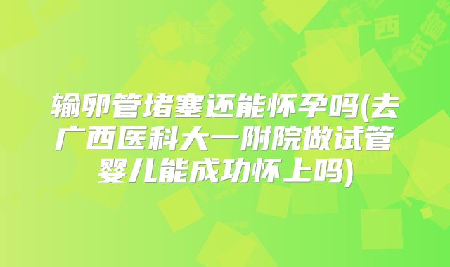 输卵管堵塞还能怀孕吗(去广西医科大一附院做试管婴儿能成功怀上吗)