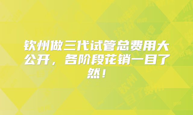 钦州做三代试管总费用大公开，各阶段花销一目了然！