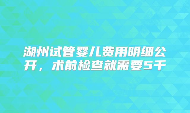 湖州试管婴儿费用明细公开，术前检查就需要5千