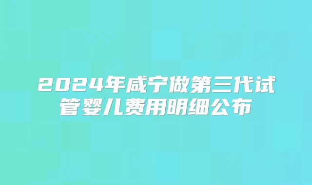 2024年咸宁做第三代试管婴儿费用明细公布