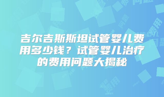 吉尔吉斯斯坦试管婴儿费用多少钱?试管婴儿治疗的费用问题大揭秘