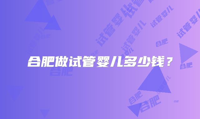 合肥做试管婴儿多少钱？