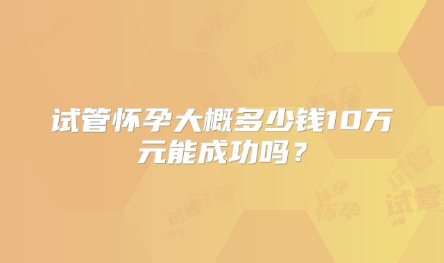 试管怀孕大概多少钱10万元能成功吗？