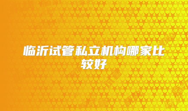 临沂试管私立机构哪家比较好