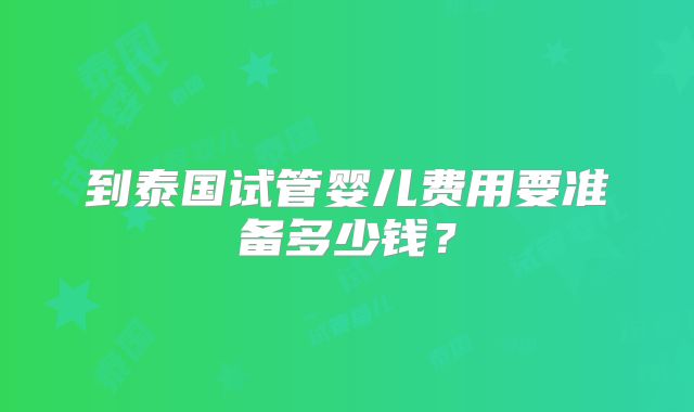 到泰国试管婴儿费用要准备多少钱？