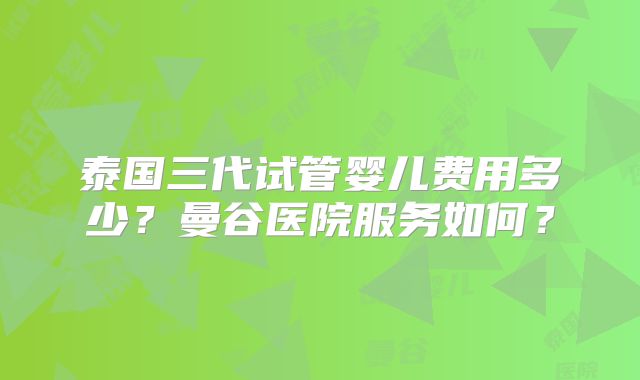 泰国三代试管婴儿费用多少？曼谷医院服务如何？