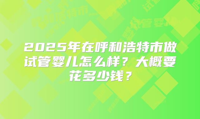 2025年在呼和浩特市做试管婴儿怎么样?大概要花多少钱?
