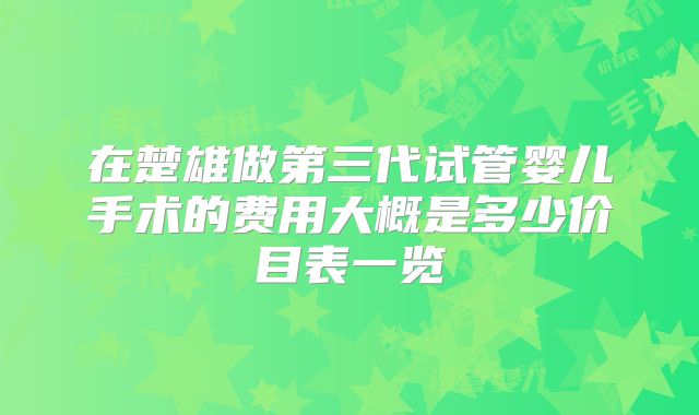 在楚雄做第三代试管婴儿手术的费用大概是多少价目表一览