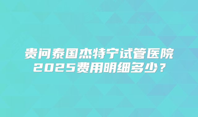 贵问泰国杰特宁试管医院2025费用明细多少？