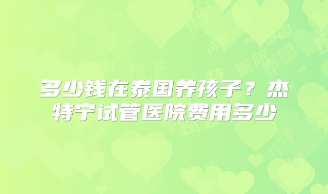 多少钱在泰国养孩子？杰特宁试管医院费用多少