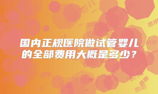 国内正规医院做试管婴儿的全部费用大概是多少?